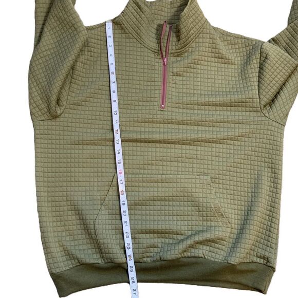 Thermowave Green Quarter Zip Wafer Texture Long Sleeve Pullover Sweatshirt Sz Lg - Picture 8 of 12